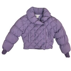 Catherine Malandrino‎ x The Limited Down Puffer Jacket Purple Quilted XL Cropped